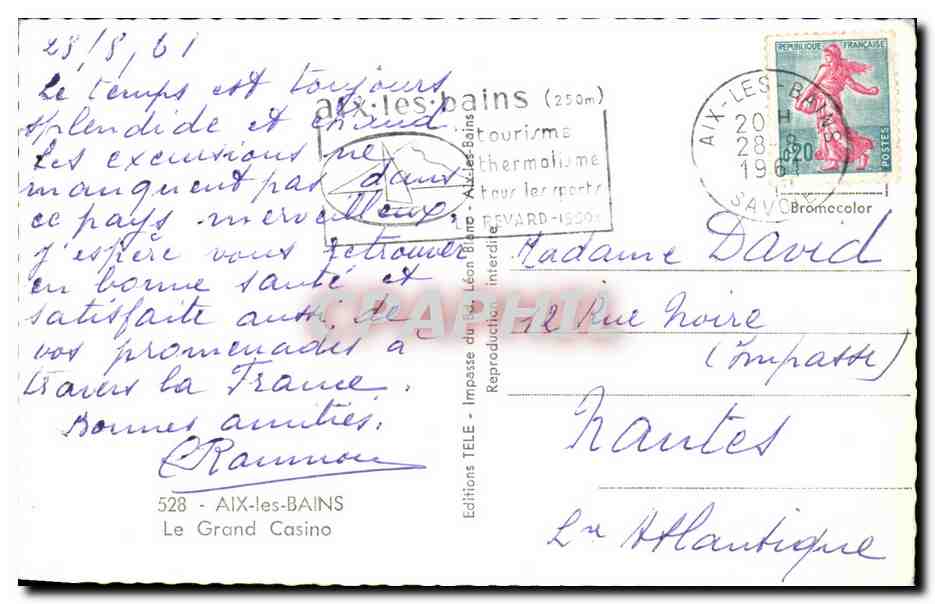 CPA Aix Les Bains Le Grand Casino — Verso