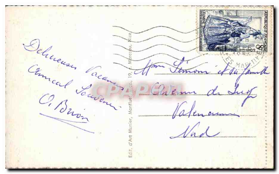 CPA Menton La Vieille Ville — Rückseite