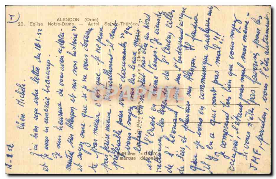 CPA Alencon Eglise Notre Dame Autel Sainte Therese — Verso