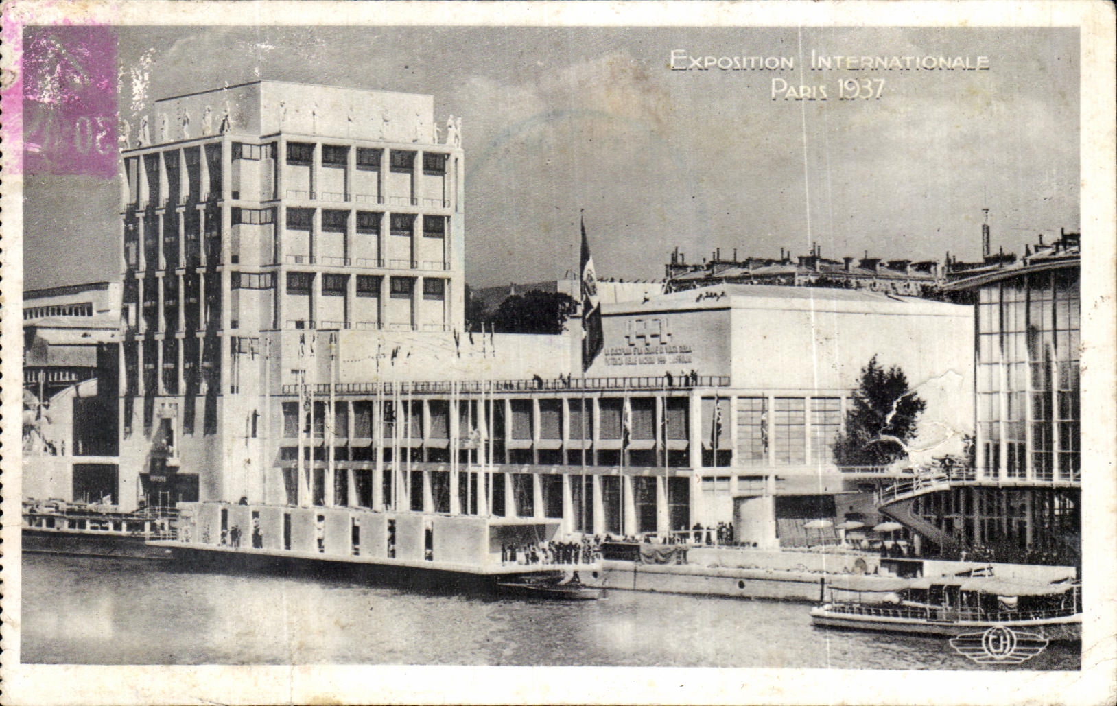 Antieke ansichtkaart Internationale Expo van Parijs 1937 Paviljoen van Italië