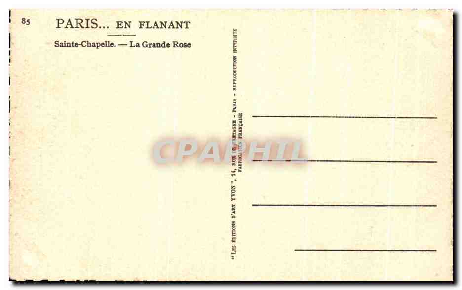 CPA Paris En Flanant Sainte Chapelle La Grande Rose — Rückseite
