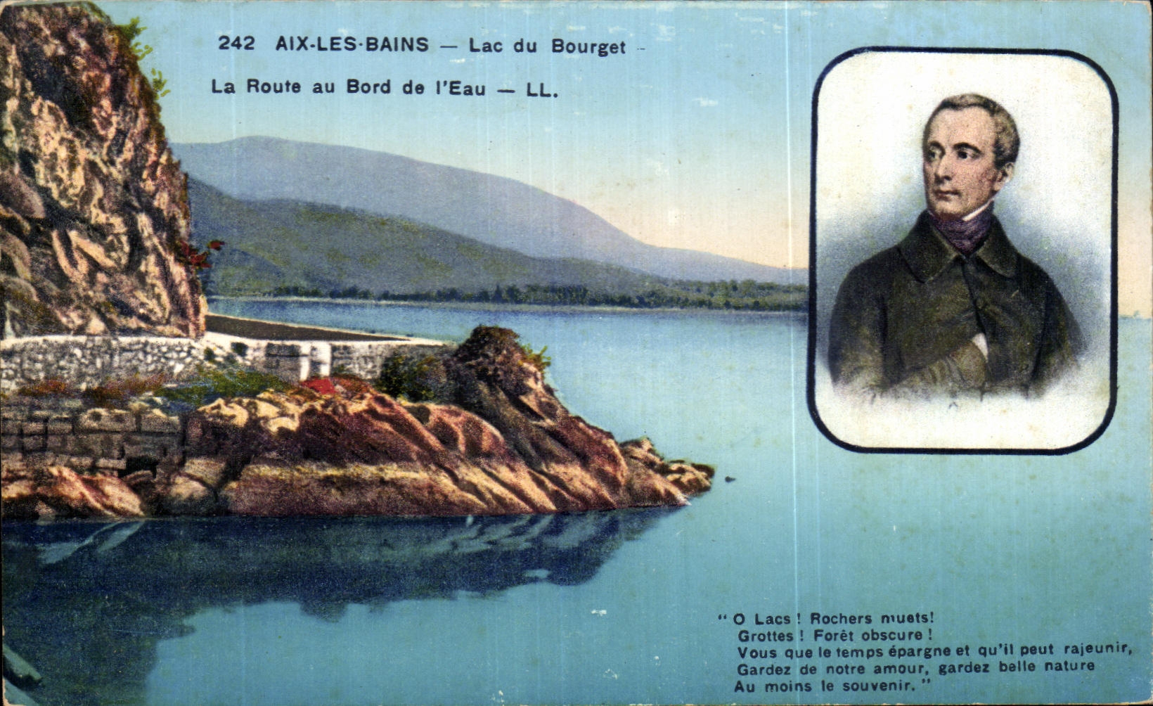 CPA Aix Les Bains Lac du Bourget La Route au Bord de L'Eau Lamartine 