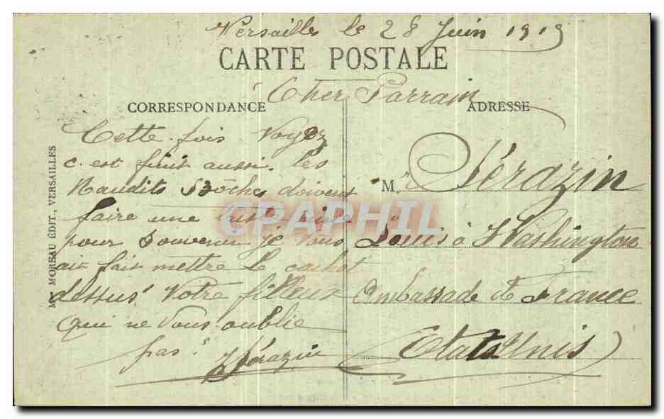 CPA Versailles La Galerie des Glaces Salle de la Signature de la paix de Palace of  — Verso
