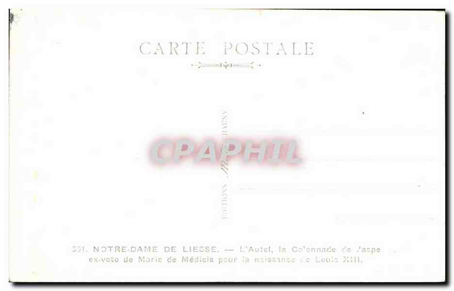 CPA Notre Dame De Liesse L'Autel Colonnade de Jaspe  — Rückseite
