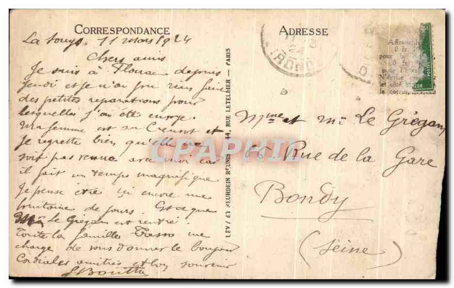 CPA Bordeaux La Tour de la Grosse Cloche — Verso