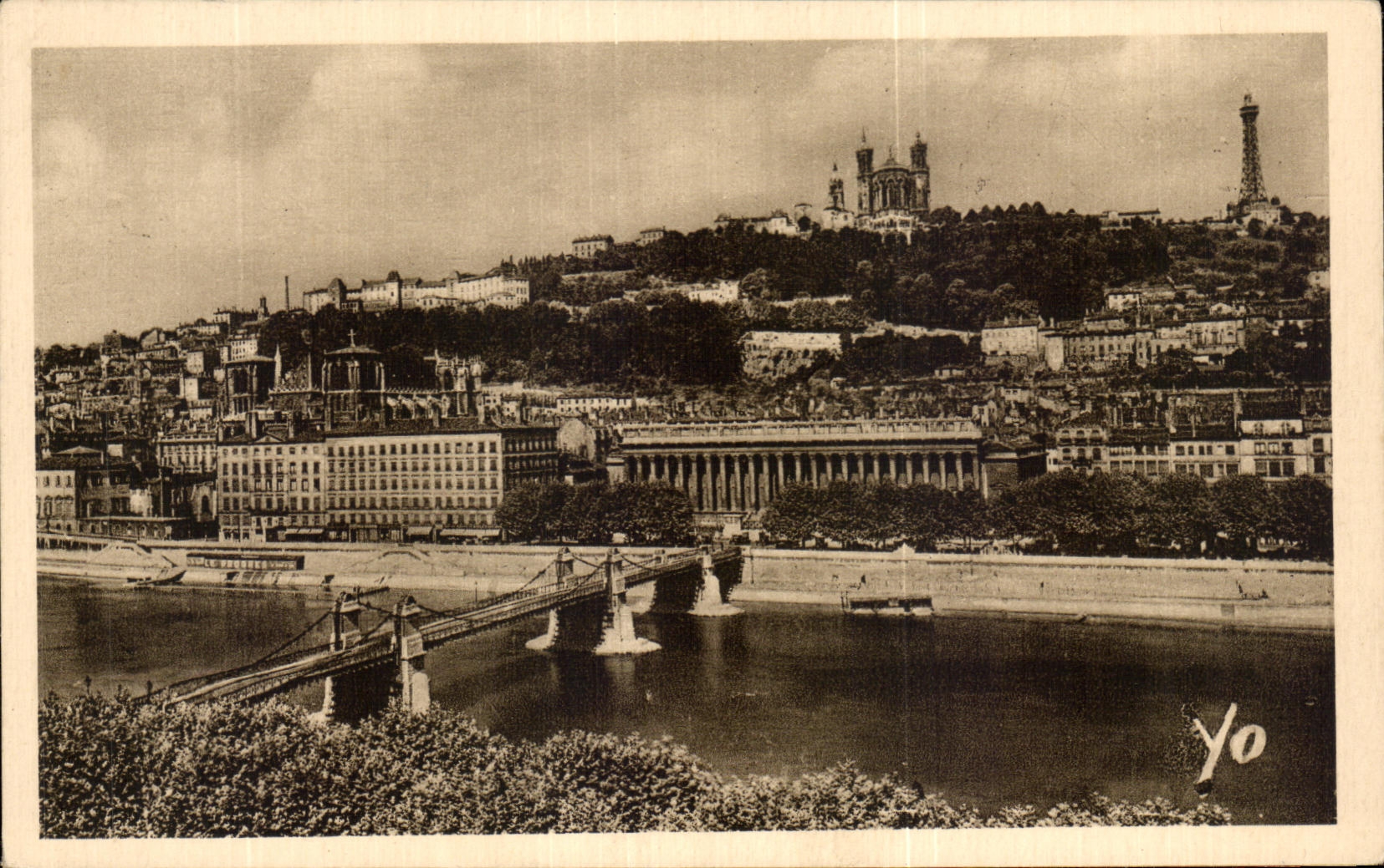 Lyon — Pont du Palais et Colline de Fourvière — Edit. J. Cellard, Lyon