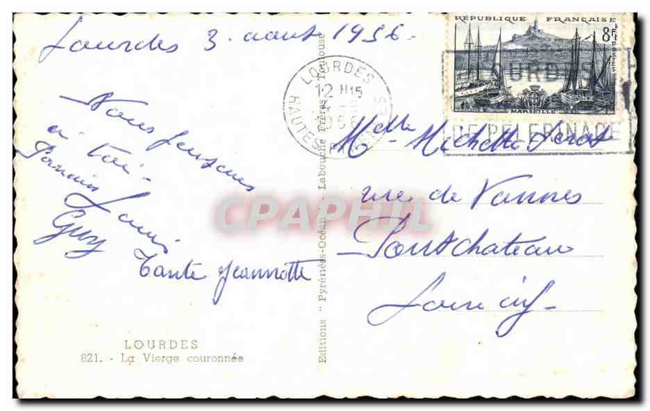 CPA Lourdes La Vierge Couronnee — Verso