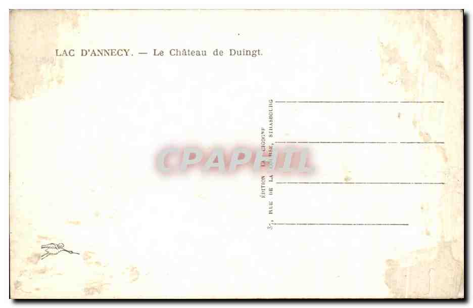 Lac d'Annecy — Le Château de Duingt — Édition de la Chrodon, 37, rue de la Gare, Annecy — Verso