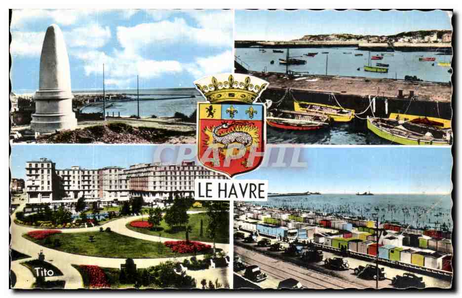 CPSM Le havre Le pain de sucre l'avant port le square Saint Roch la plage 