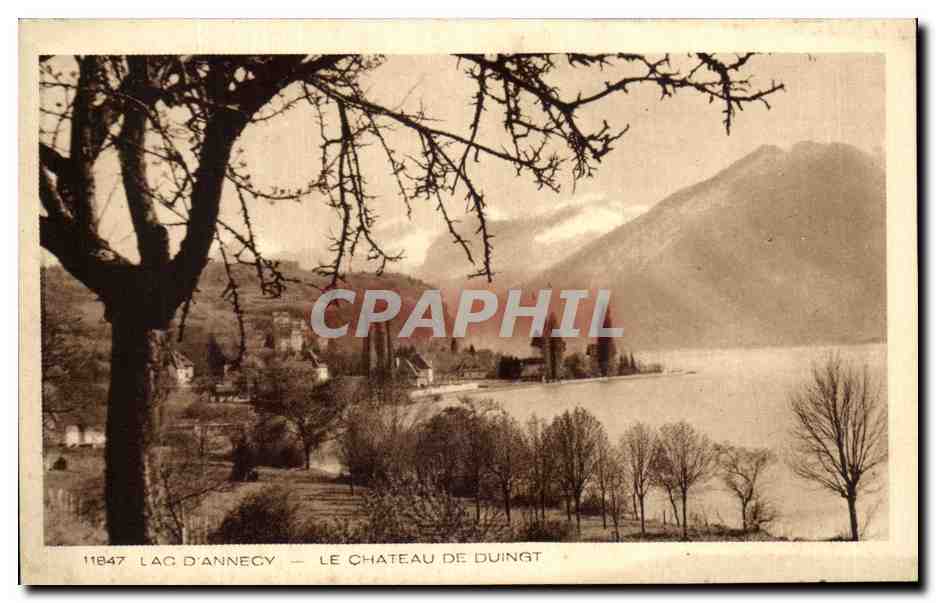 Lago d'Annecy — Il Castello di Duingt — Editore stampa Ed. Braun & Cie, Neufchâtel-Doroch