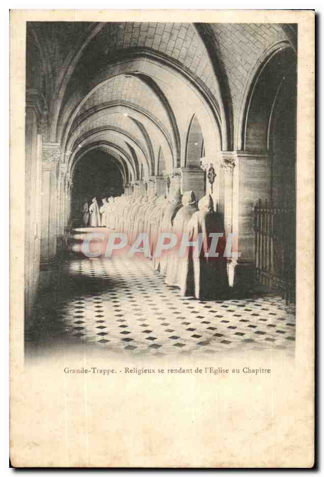Grande-Trappe - Religieux se rendant de l'Église au Chapitre