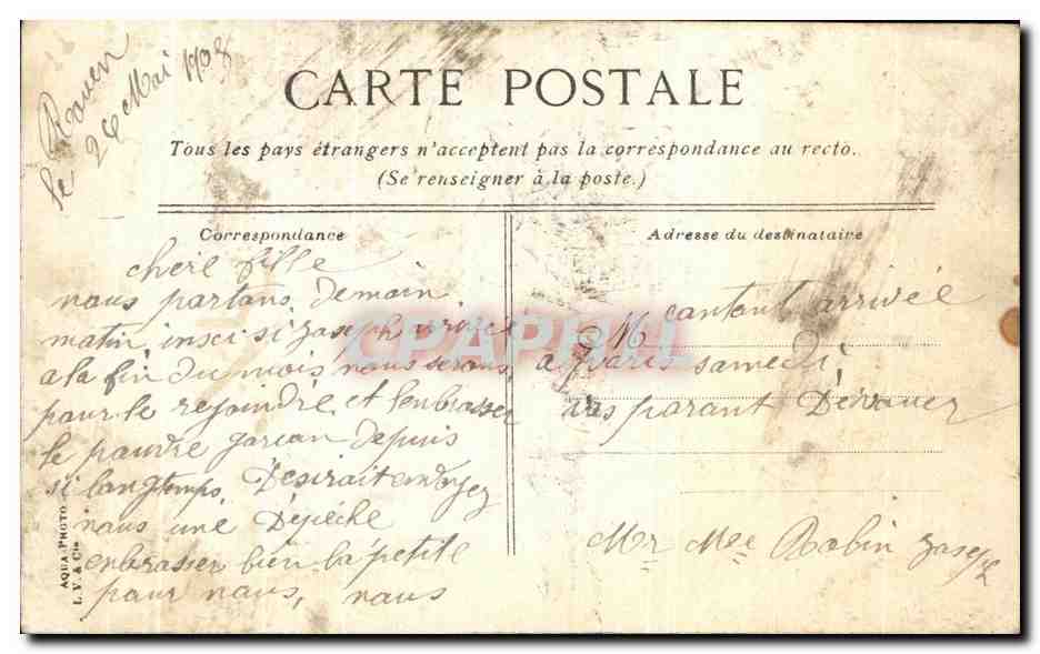 CPA Rouen statue de Napoleon 1er — Verso