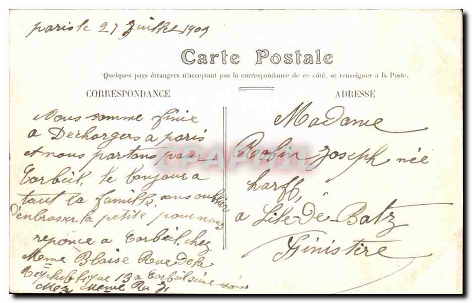CPA Le Havre L'hotel De Ville — Rückseite