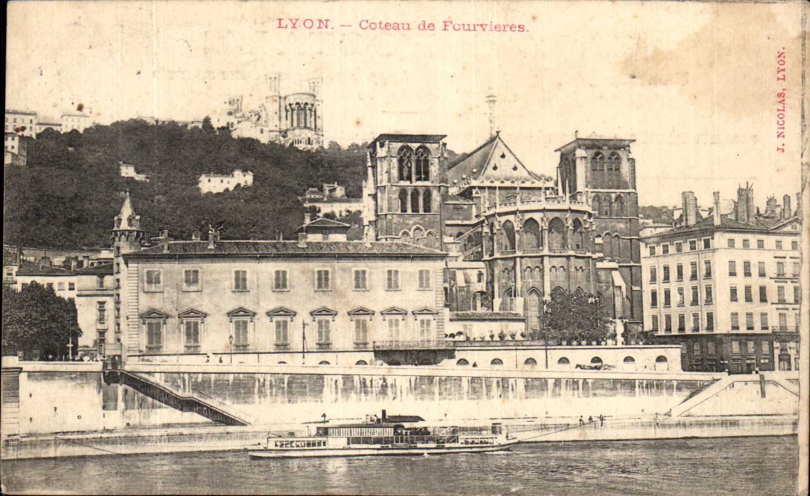 CPA Lyon Coteau De Fourvieres Peniche Bateau 