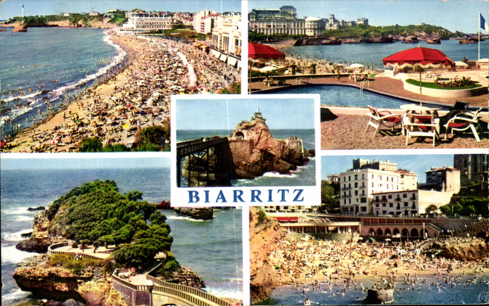 CPSM Biarritz La Grande Plage Vue prise L'Hotel du Palais