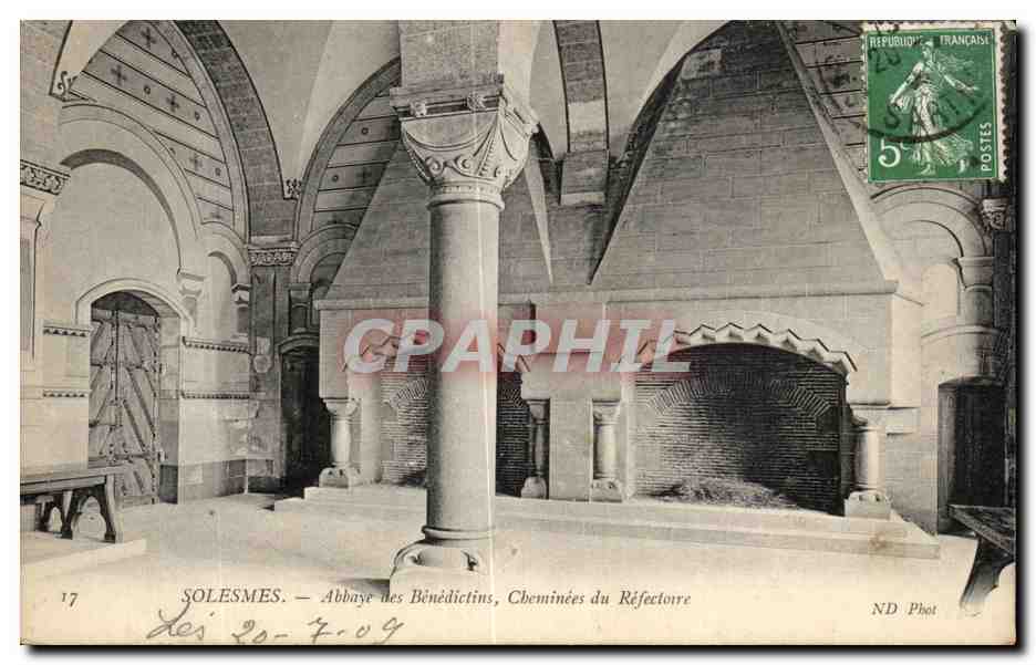 CPA Solesmes Abbaye Benedictins Cheminees du Refectoire
