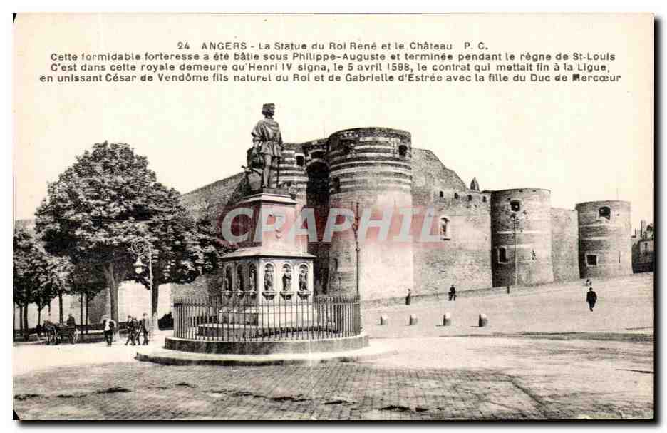 CPA Angers La Statue du Rol Rene et le Chateau
