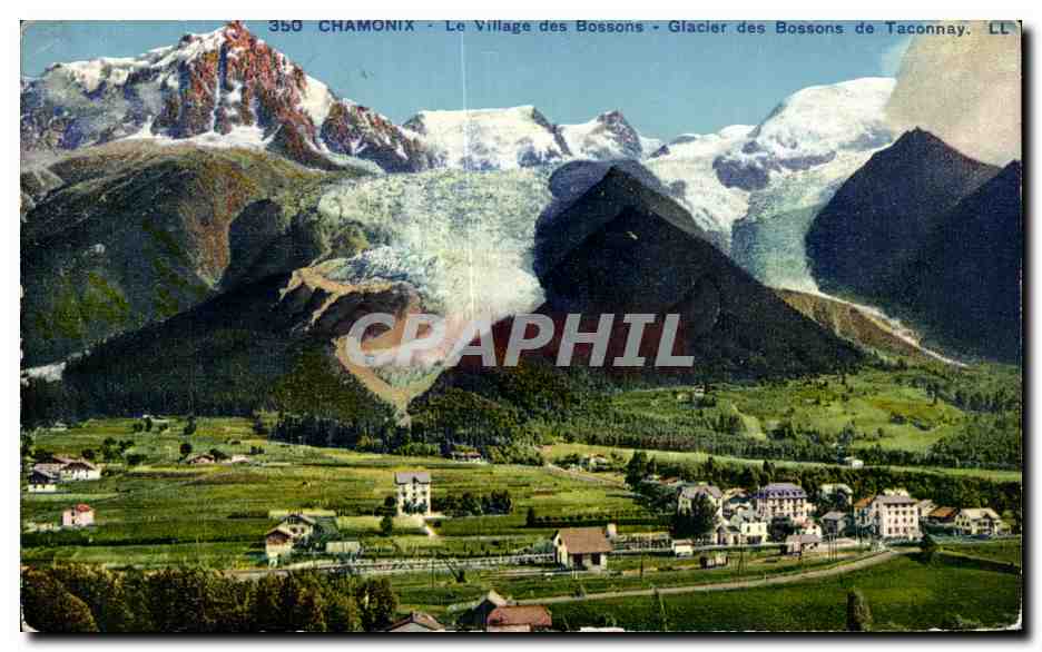 CPA Chamonix Le Village des Bossons Glacler des Bossons de Taconnay