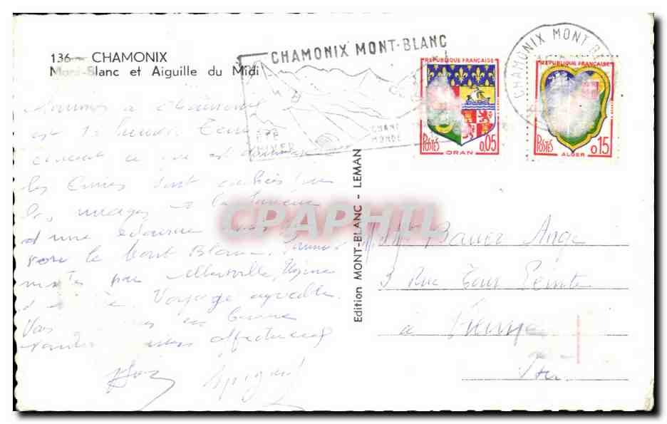 Chamonix Mont-Blanc — Aiguille du Midi — Edition Mont-Blanc - Leman n°136 — Rückseite