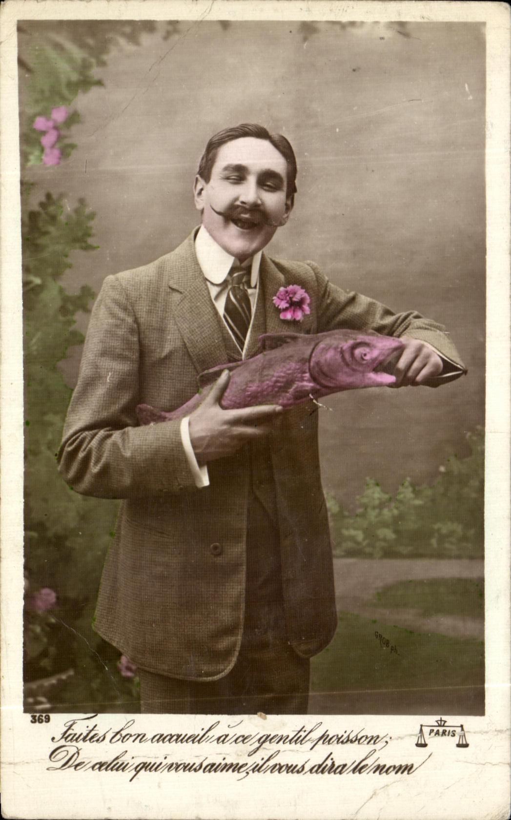 CPA Fantaisie Homme poisson 