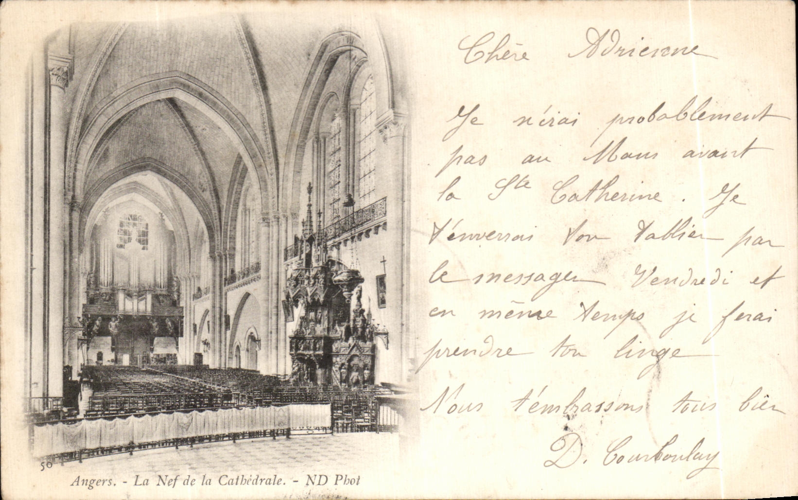 CPA Angers La Nef de la Cathedrale orgue