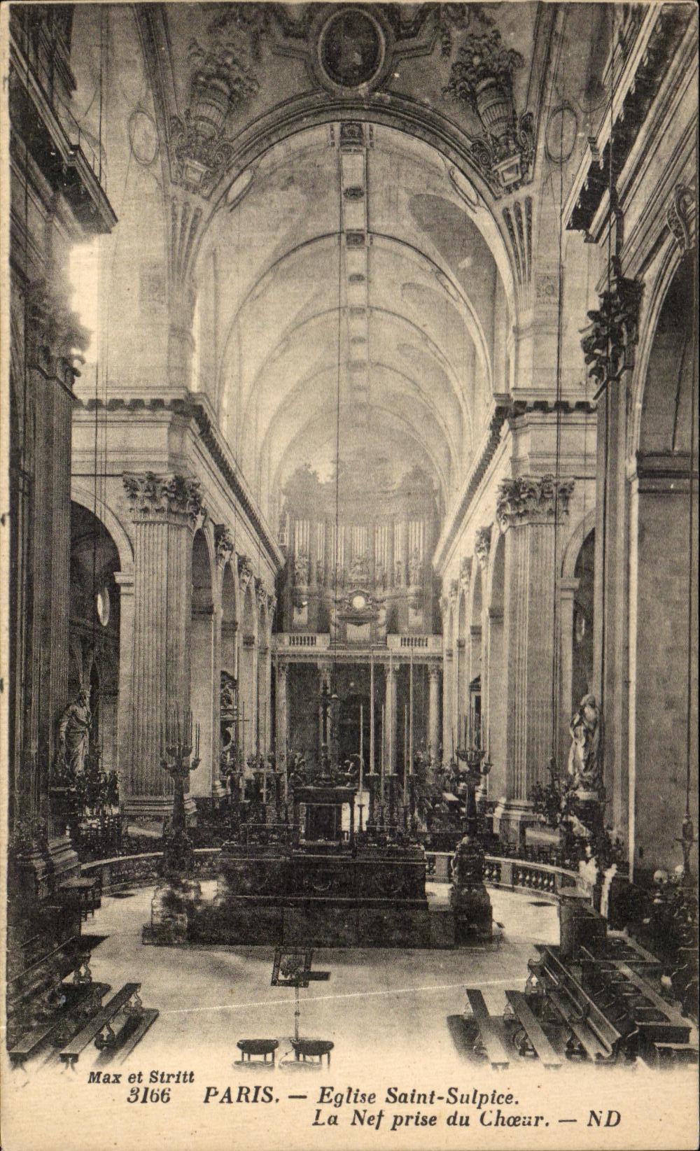 CPA Paris Eglise Saint Sulpice La Nef Prise du Choeur Orgue 