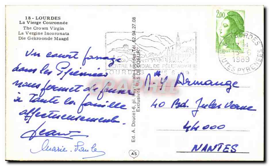 CPMM Lourdes La Vierge Couronnee  — Verso