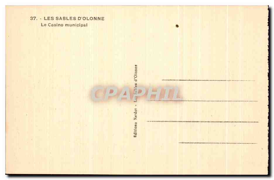 CPA Les Sables D'Olonne Le Casino Municipal — Back