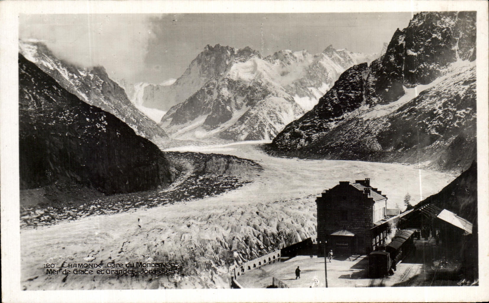 CPA Chamonix Gare du Montenvers Mer de Gare et Grandes Jorasses