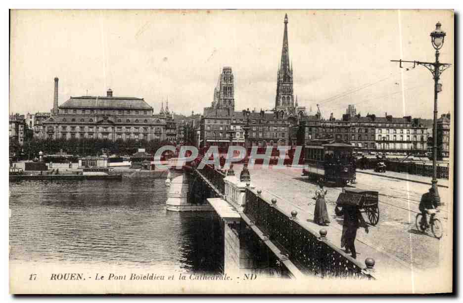 CPA Rouen Le Pont Boieldieu et le Cathedrale