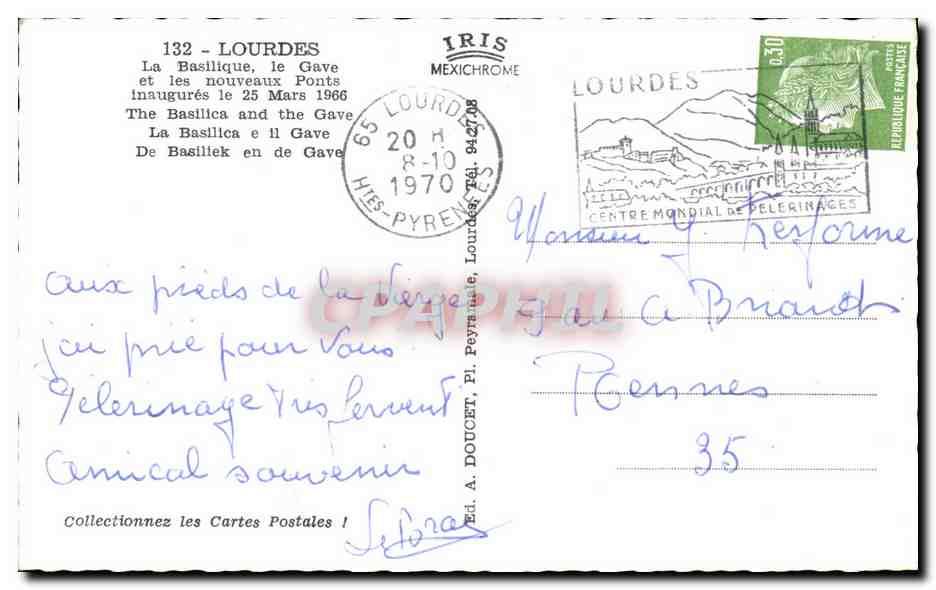 CPM Lourdes La Basilique Le Gave Et Les Nouveaux Ponts Inaugures  — Verso
