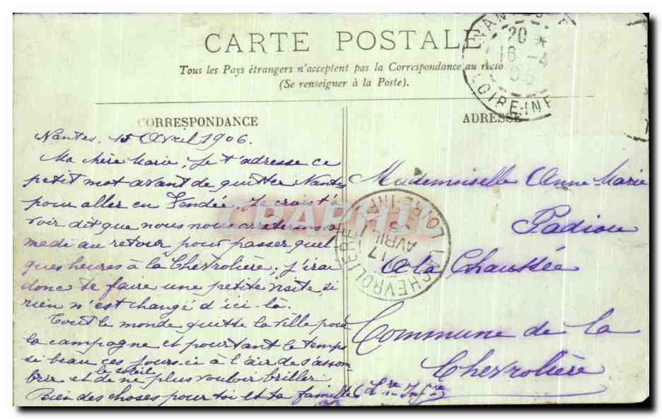 CPA Nantes Avenue de Launay — Verso