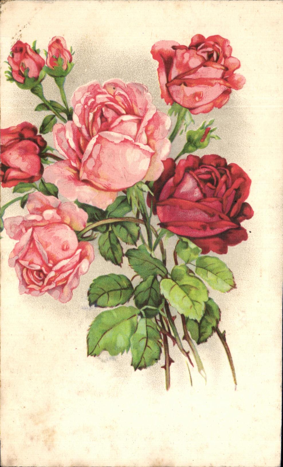 CPA Fantaisie Fleurs Roses 