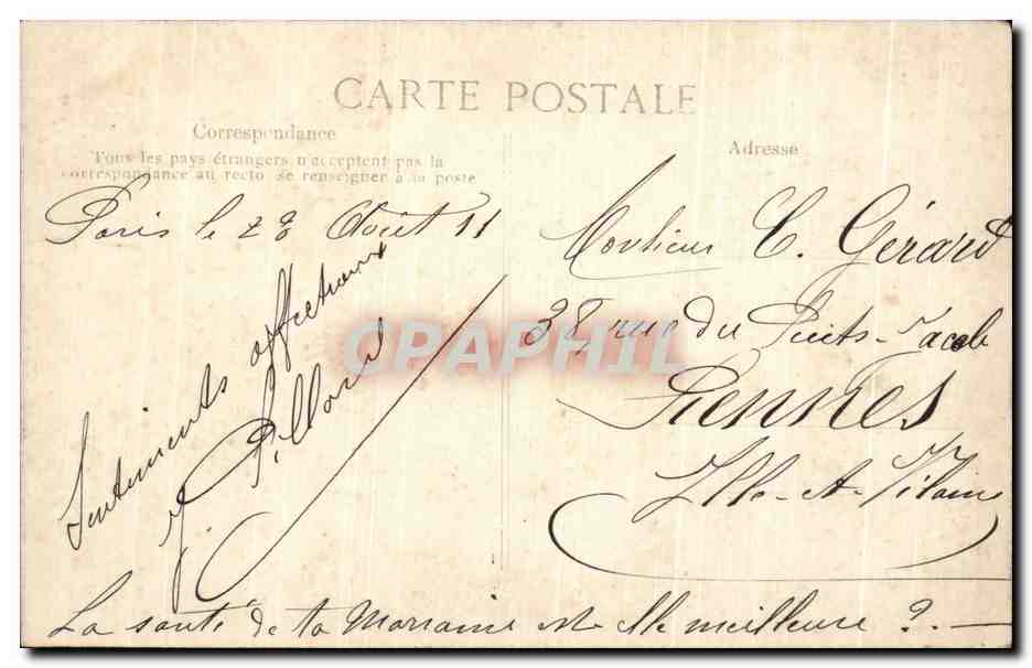 CPA Paris Avenue de la Grande Armee — Rückseite