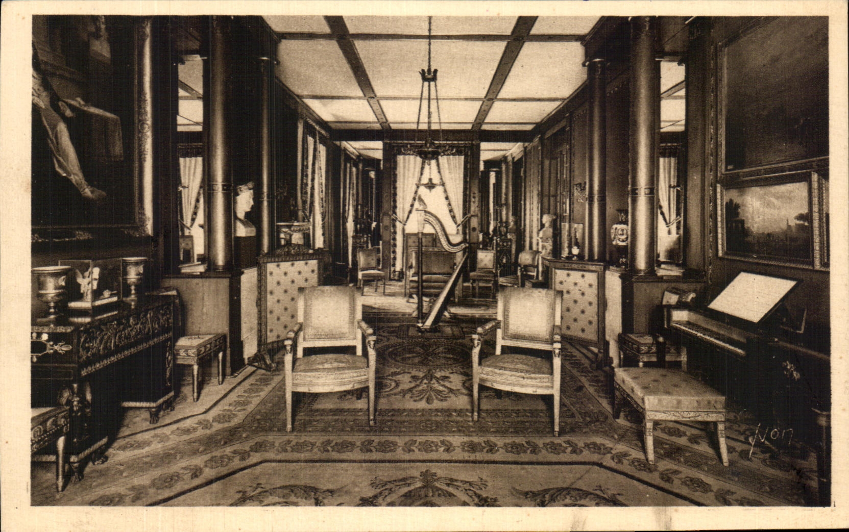 CPA Palais De Malmaison Salon de Musique Harpe 