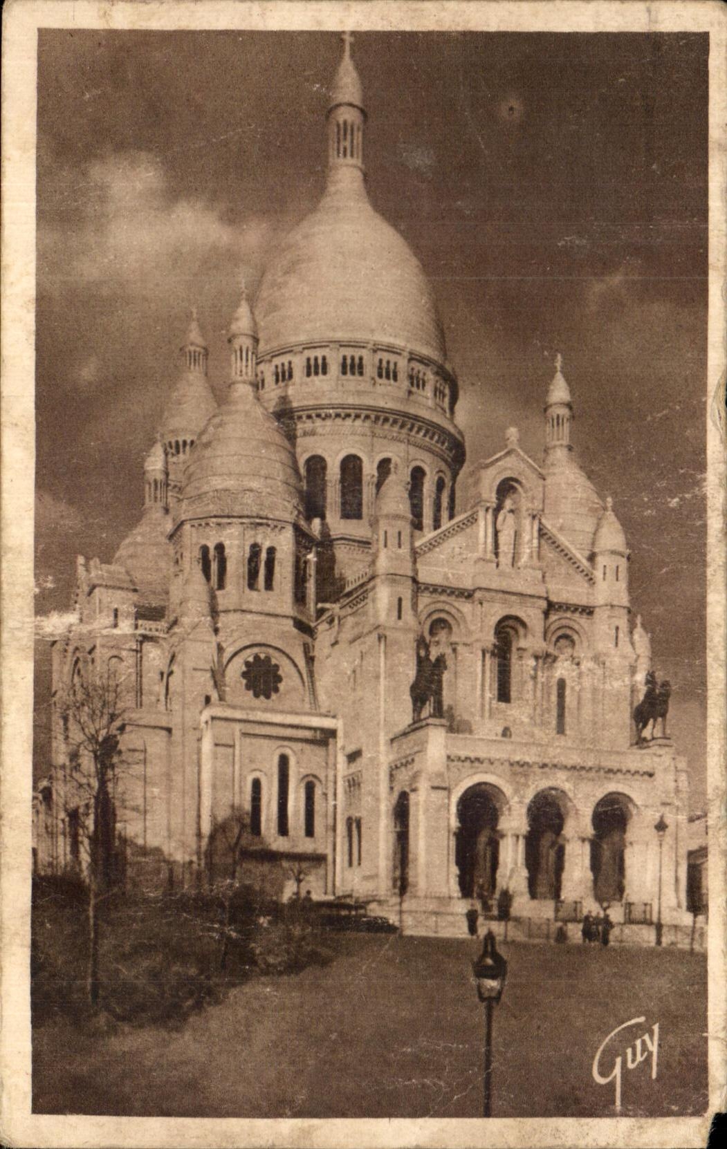 Tarjeta postal antigua París y sus maravillas Basílica del Sagrado Corazón de Montmartre