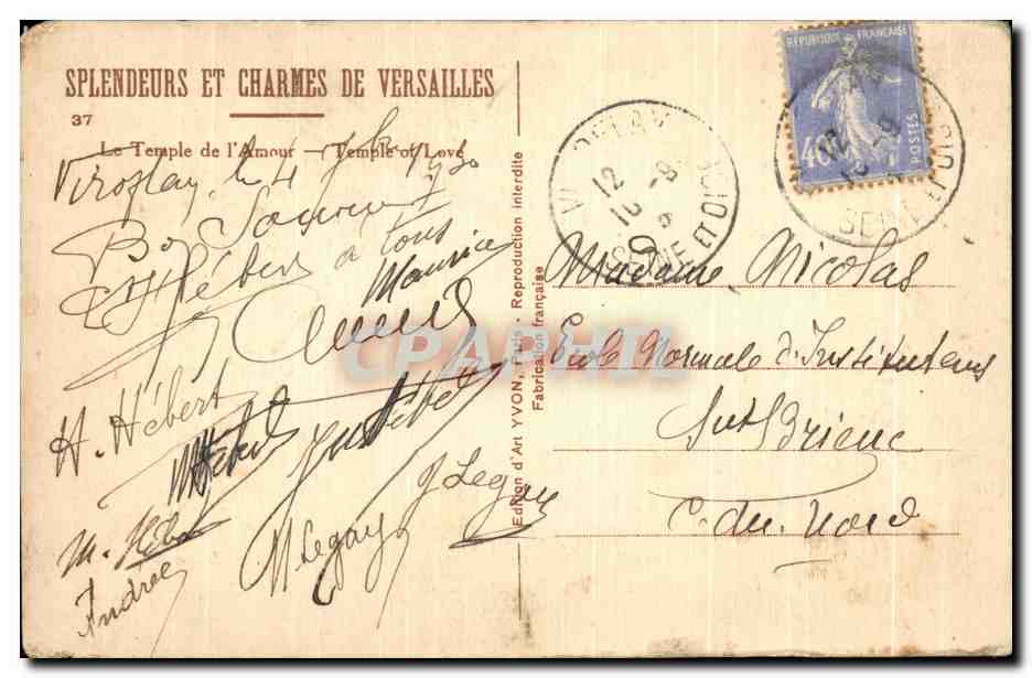 CPA Splendeurs et Charmes De Versailles Le Temple de L'Amour — Verso