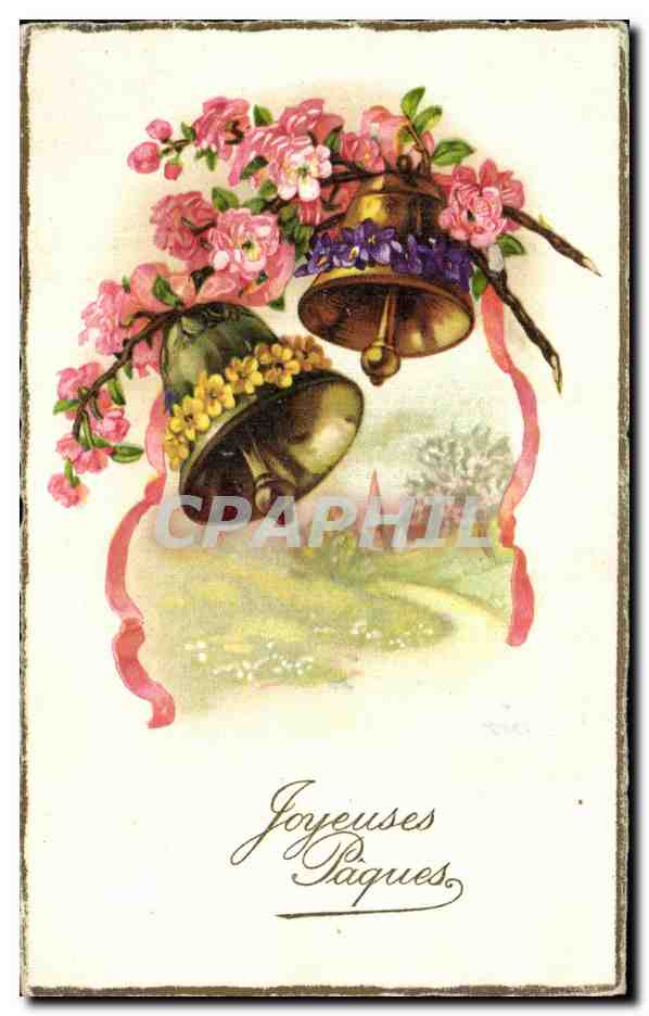 CPA Fantaisie Fleurs paques 