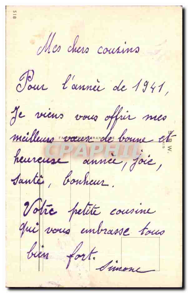 CPA Fantaisie Bonne annee — Verso