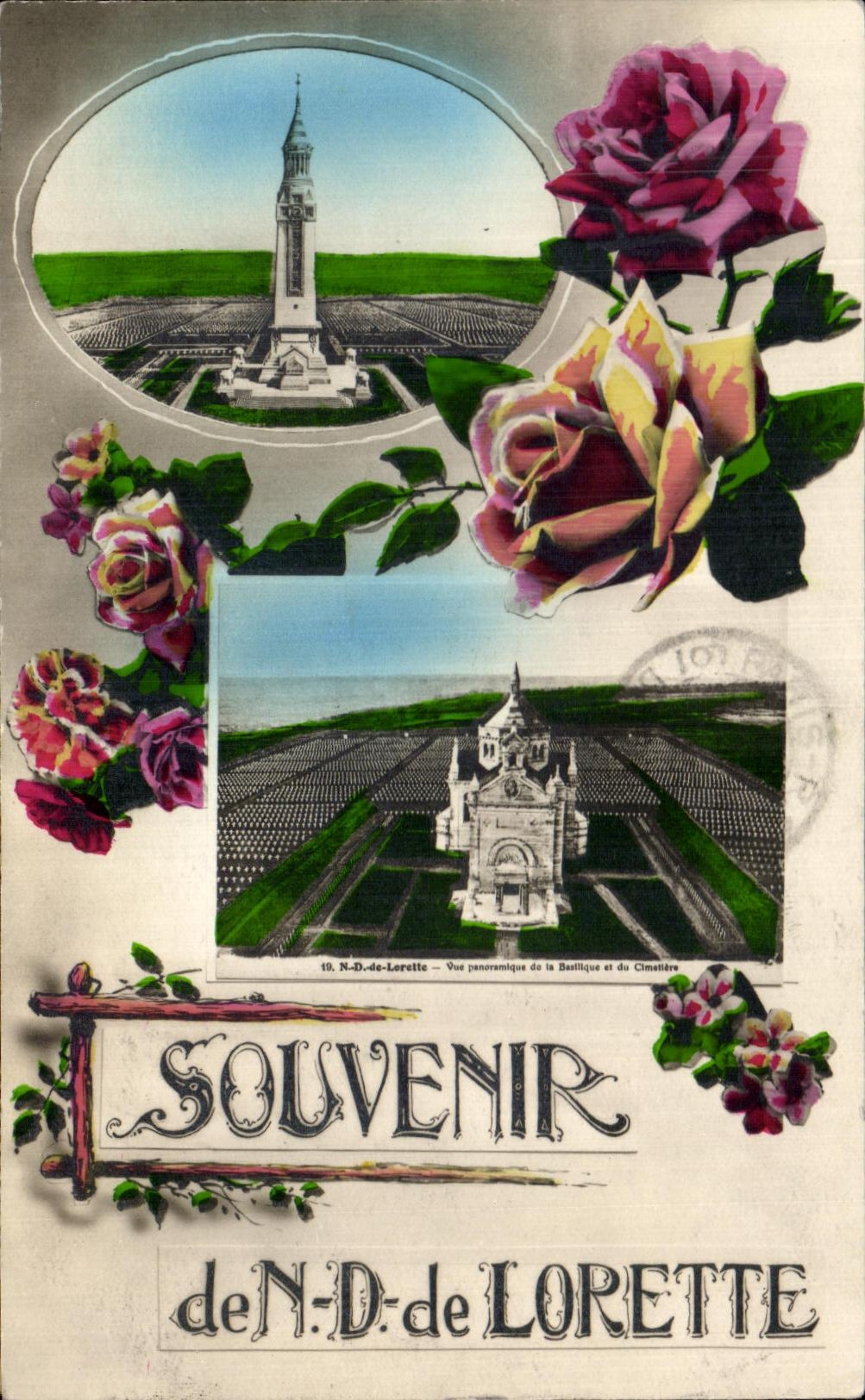 CPA Fantaisie Fleurs Souvenir de Nd de Lorette 