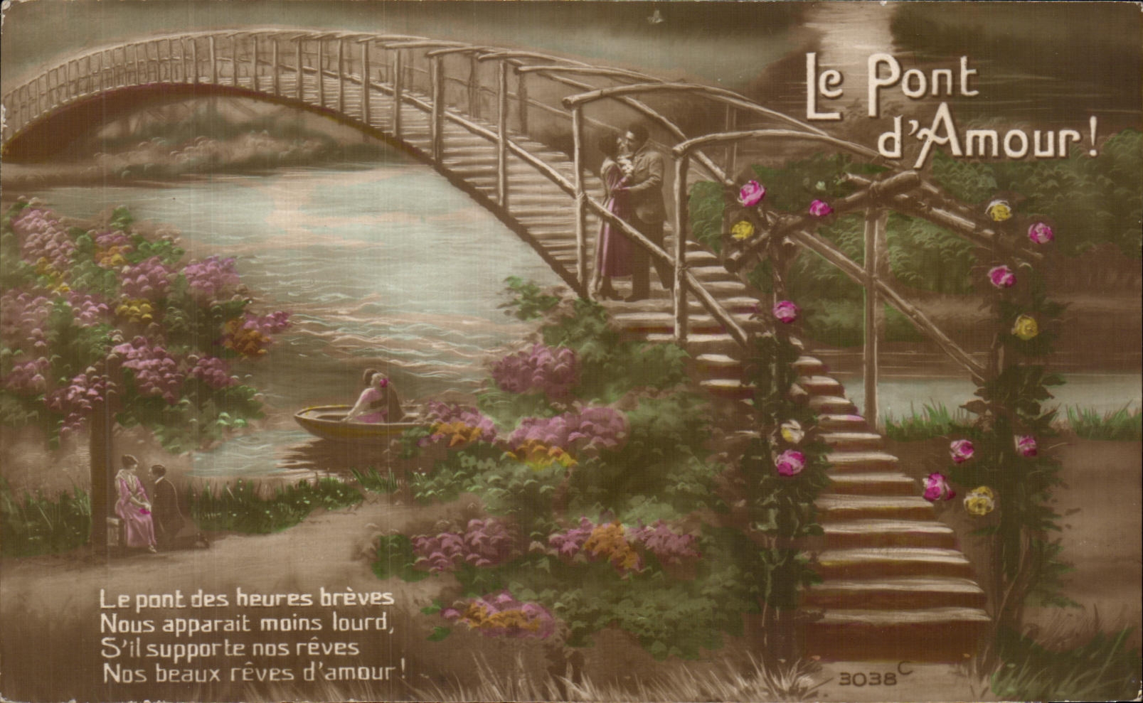 CPA Fantaisie Le pont d'amour 