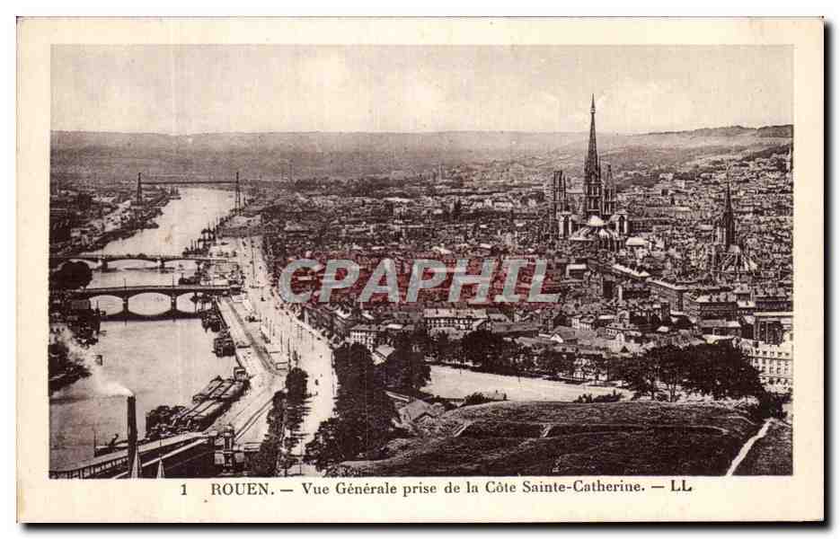 CPA Rouen Vue Generale prise de la Cote Sainte Catherine
