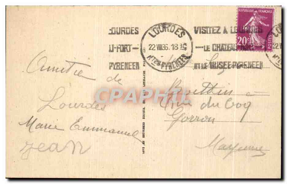 CPA A La Grotte J'Ai Prie Pour Vous Lourdes — Verso