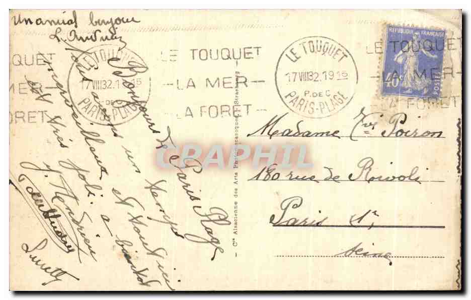 CPA Le Touquet Paris Plage L'Eglise et le Boulevard Daloz — Rückseite