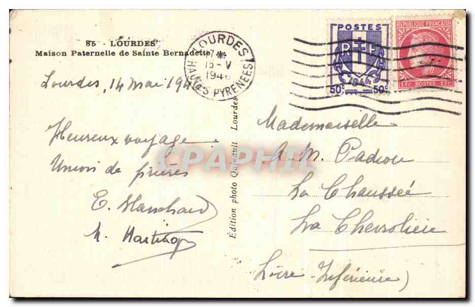 CPA Maison Paternelle De Bernadette Soubirous Lourdes — Verso