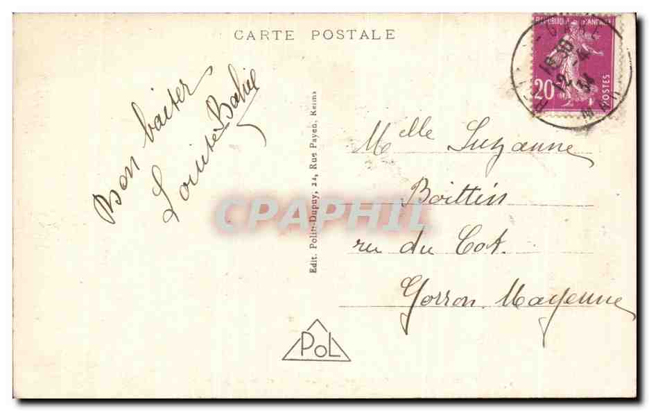 Reims — Portail de la Cathédrale et Statue Jeanne d'Arc — Éd. Polin-Dapry, n°281 — Reverso
