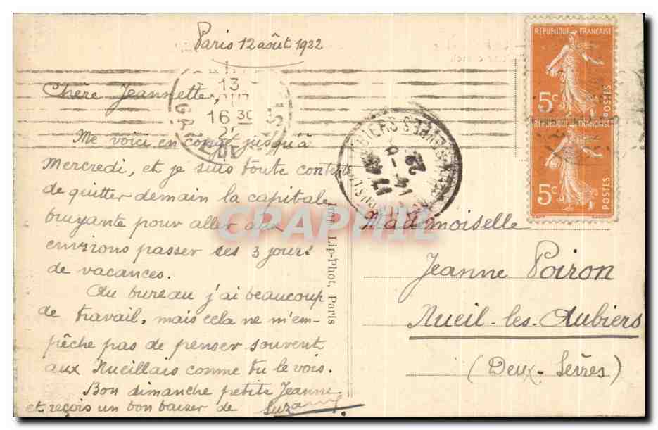 CPA Paris La Madeleine  — Rückseite