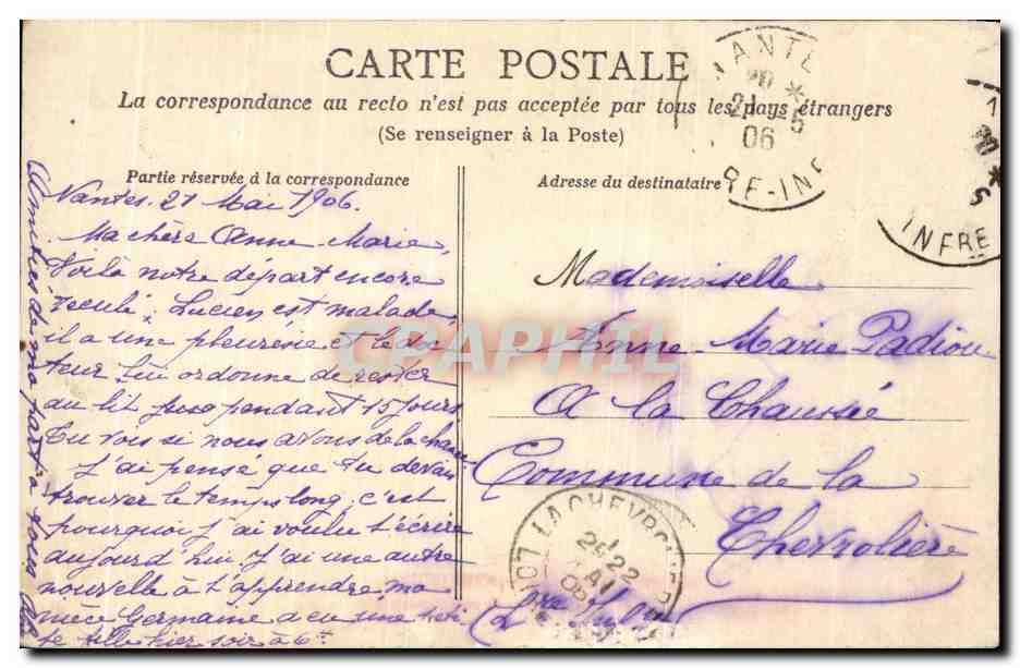 CPA Nantes Entree du Chateau — Rückseite