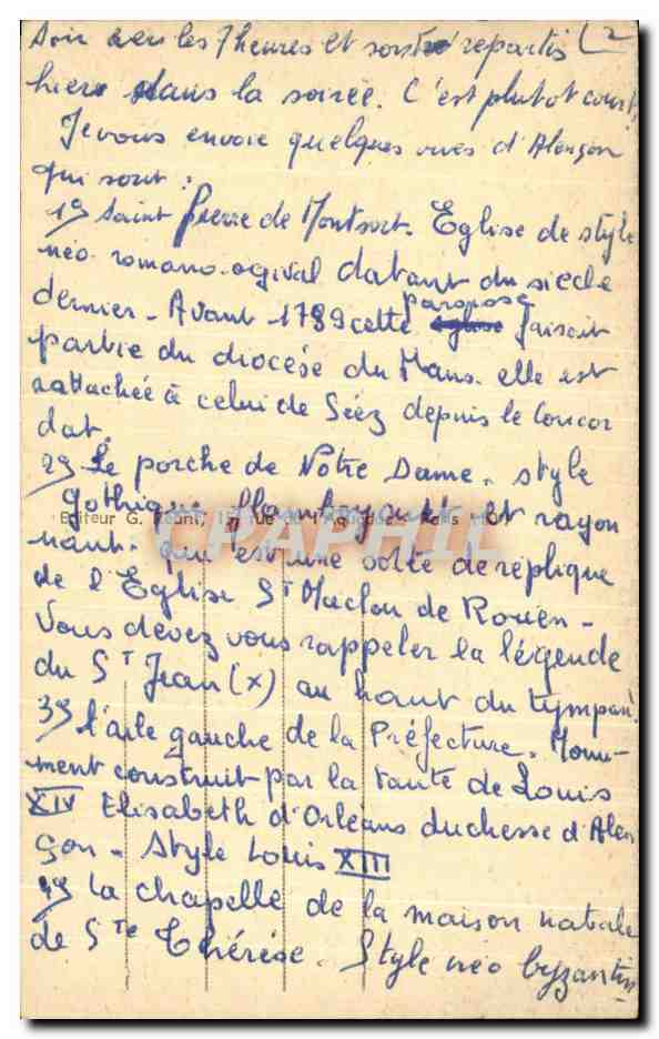 CPA Alencon Le Portail De L'eglise Notre Dame — Verso