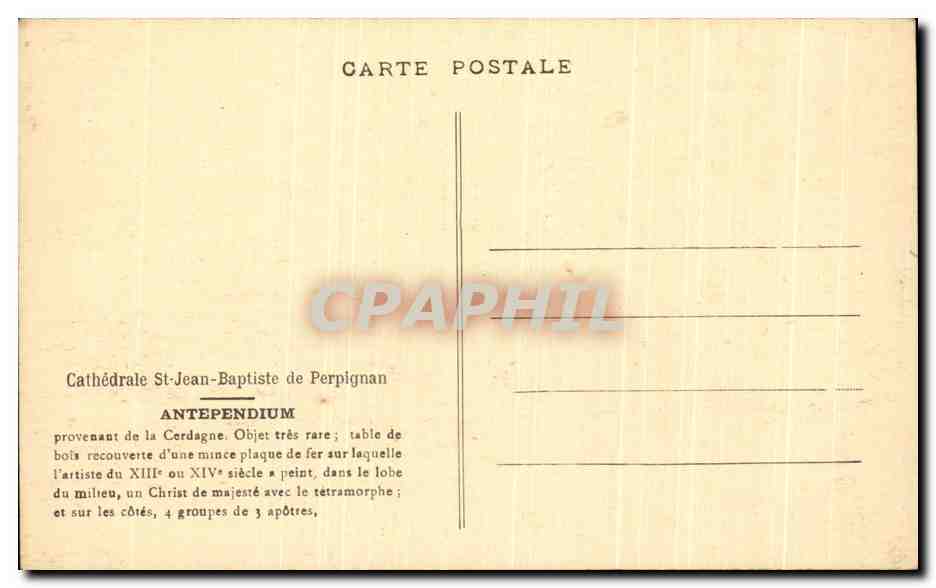 CPA Cathedrale St Jean Baptiste de Perpignan Antependium  — Back